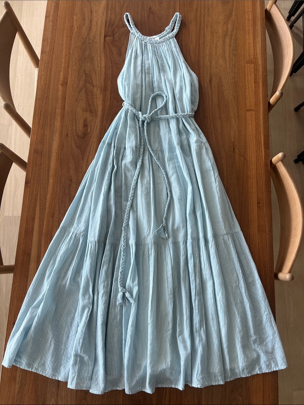 NWT Apiece Apart Escondido Blue and White Striped Tiered Maxi Dress